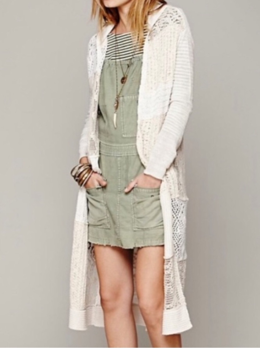 NWOT Free People Magic Dragon Crochet Patchwork Duster Cardigan